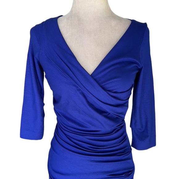 Diane Von Furstenberg Bentley Tanzanite Royal Blue Ruched Bodycon Dress - S - Picture 6 of 16